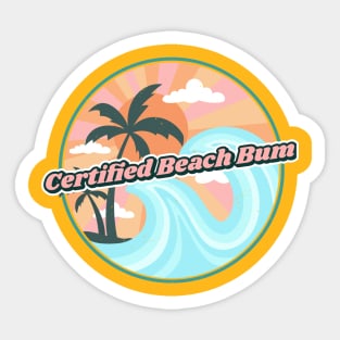 Certified Beach Bum Ocean Waves Sticker